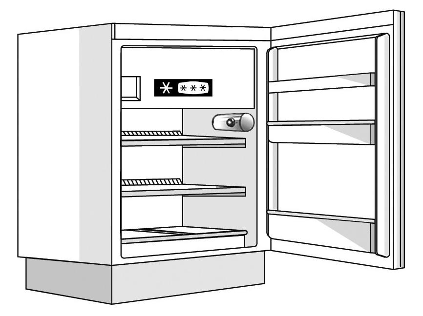 ANVÄNDNING AV KYLDELEN OCH DESS FUNKTIONER Denna apparat är ett automatiskt kylskåp, eller ett kylskåp med -stjärnig lågtemperaturavdelning. Avfrostningen av kyldelen sker helt automatiskt.