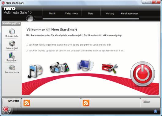 Starta programmet 2 Starta programmet Gör så här om du vill starta Nero Recode via Nero StartSmart: 1. Klicka på ikonen för Nero StartSmart. Fönstret Nero StartSmart öppnas. 2. Klicka på. Listan över Nero-program visas.