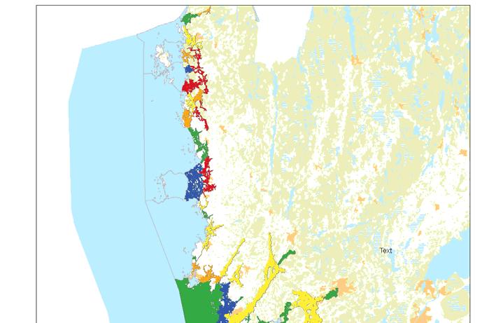 Hunnebo lera, innanför Sandön vid Hasselösund, i Klevekilen nedströms bäck från deponeringsanläggningen, längst in i Vikefjorden vid bäckmynningen vid Amhult samt utanför Knutsvik (vid Örn).