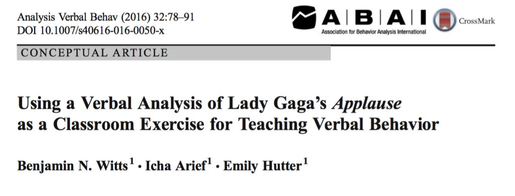 Applied Behavior Analysis (JABA) Journal of
