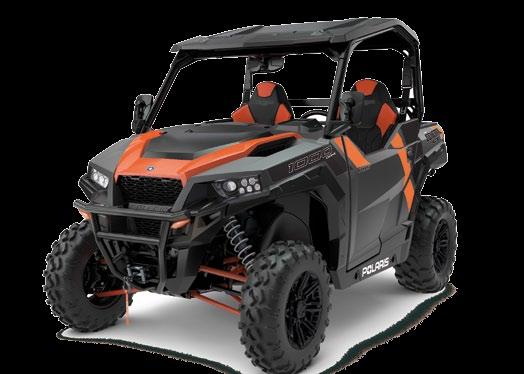 gå i terrängen med gott om fäste. Ändå fungerar de bra på många olika underlag, fram sitter det 27x9-R14; Maxxis Coronado-däck och bak lite bredare 27x11-R14.