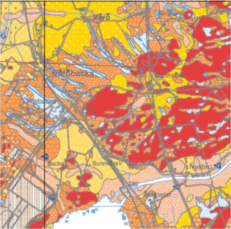 3.3 Utvecklingsområde Väröbacka med omgivningar Topografi Utvecklingsområdet Väröbacka med omgivningar är något flackare.