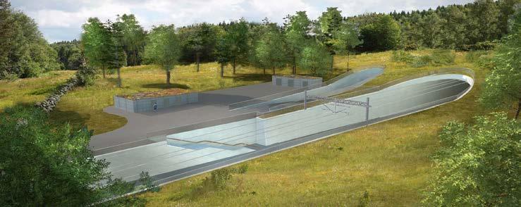 Barnkonsekvensanalys Kapitel 4- Projekt Varbergstunneln, Varberg- Hamra Varbergstunneln, Västkustbanan, Varberg-Hamra Figur 14 Principskiss över tunnels- och servicetunnelns mynning i Breared.