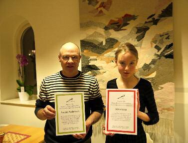 Föreningen Sörmlands Ornitologer 111 Anders Andersson och Mina Teräs, årets stipendiater i minnesfonden. Foto: Jan Karlsson styrelse en/flera stipendiater för varje år.