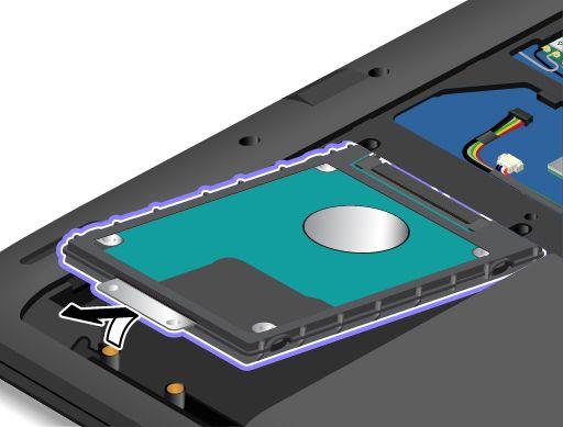 5. Ta bort skruvarna som fäster hårddisken, hybridhårddisken eller SSD-enheten. 6.