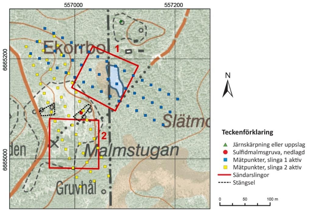 Red dot denotes site of geophysical observation point. Figur 5.