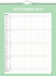 Familjekalender med stickers Kalender med fem kolumner för namn och