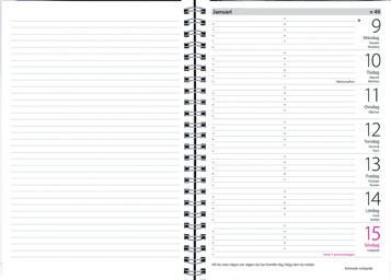 Stor Veckokalender Format: 148x210 mm (A5).