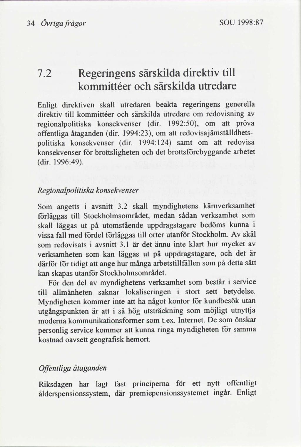 34 Övrga frågor sou 1998:87 7.