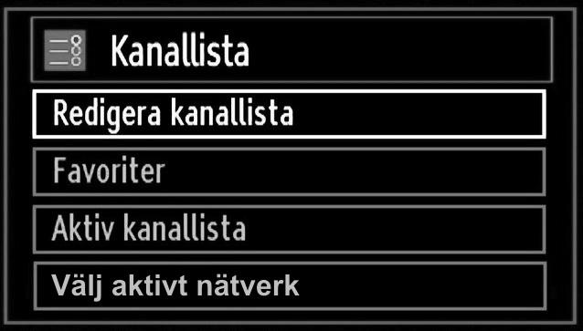 Hantera stationer: Kanallista TV:n sorterar alla lagrade stationer i kanallistan.