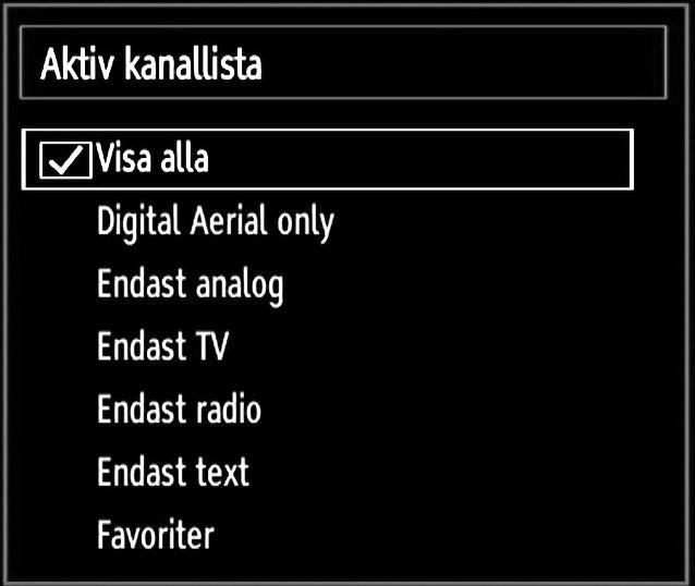 Tryck på OK för att visa menyinnehåll. Välj Favoriter för att hantera favoritlistan. Använd / och OK-knapparna för att välja Favoriter.
