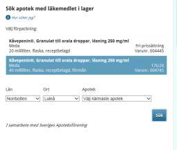 se Patientens faktiska kostnad beror på var i högkostnadsskyddet de befinner sig Läkemedel utan förmån Priserna varierar mellan olika apotek www.medicininstruktioner.