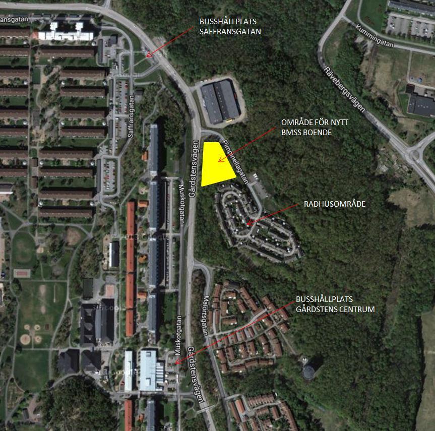 Bild 2. Flygfoto över området. Källa: Google Maps 2.1 Projektmål Målet med projektet är att ta fram ett väl fungerande trafikförslag för det studerade området i och med tillkomsten av ny detaljplan.