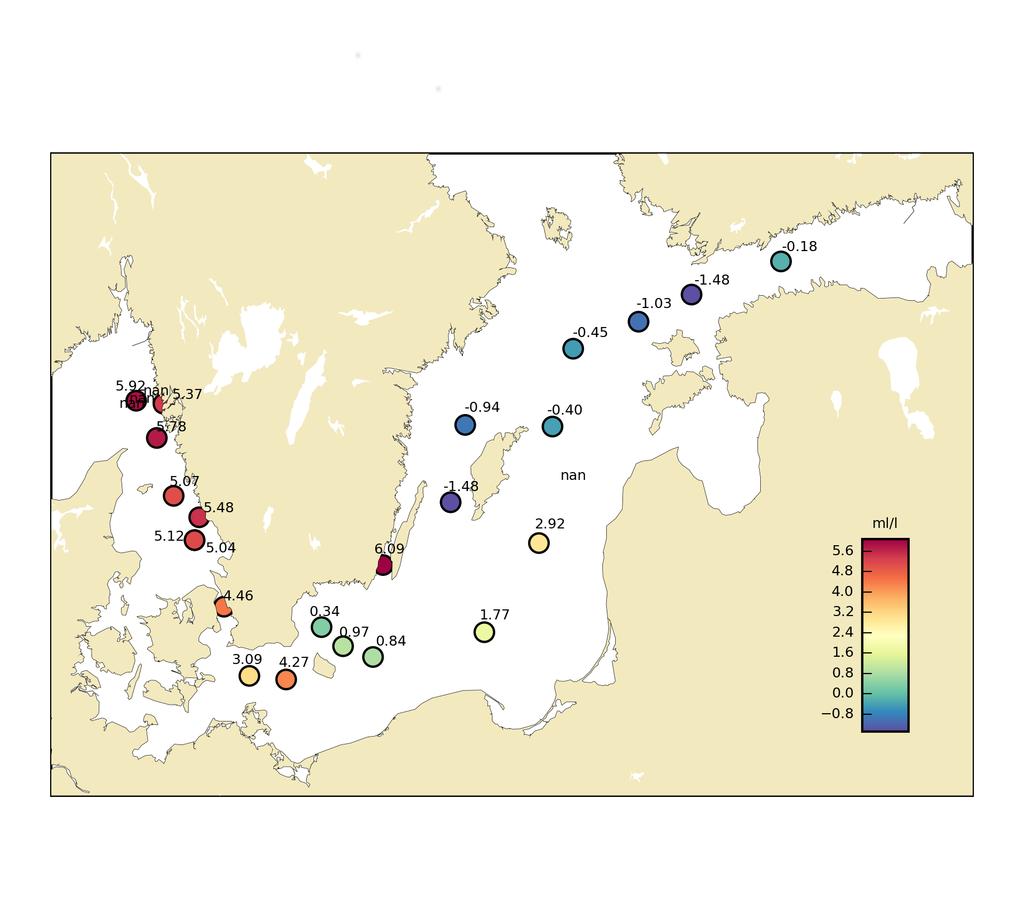 Bottom water oxygen concentration () Country: