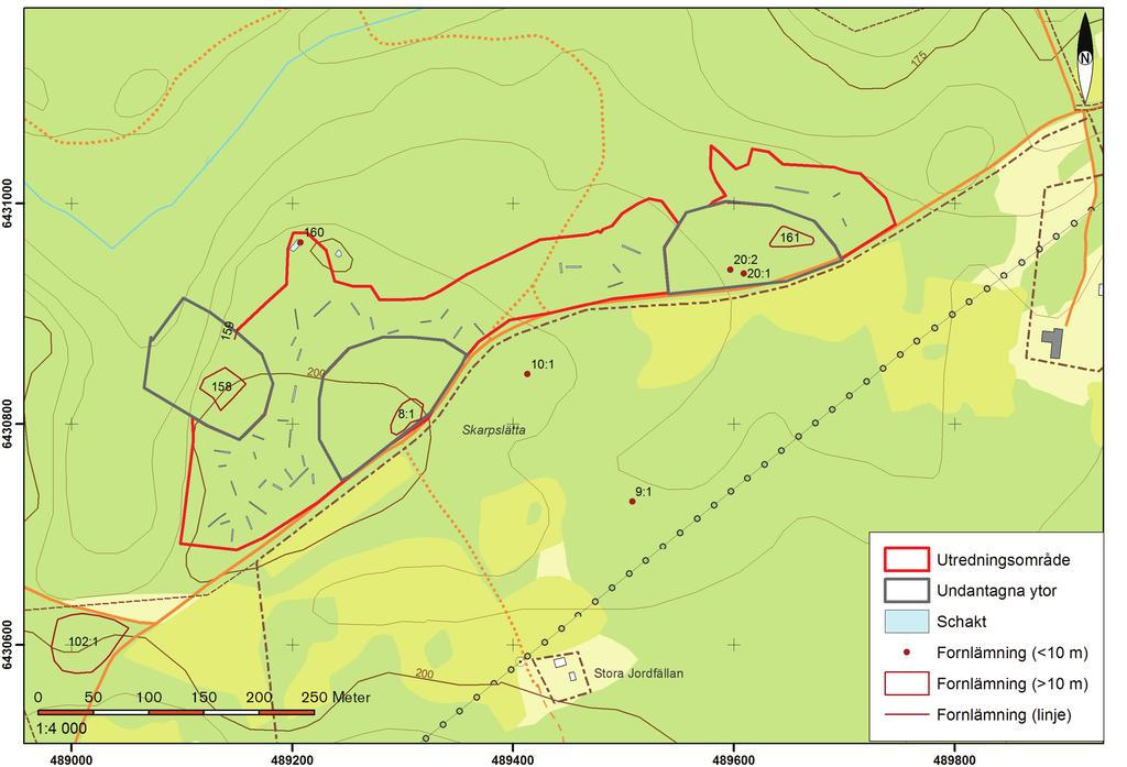 ARKEOLOGISK RAPPORT 2012:27 7 bete då gravfälten RAÄ 11 och 21 kom till skada. Gravarna, som ligger cirka 1,5 km sydväst om utredningsområdet återställdes 1980 (Areslätt 2009).