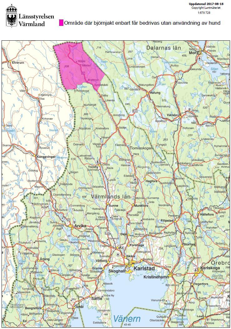 BESLUT 6(6) Bilaga 2. Karta Jakt på björn får bedrivas i hela Värmlands län.