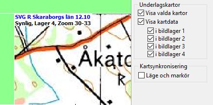 Välj att hämta bara GEK-kartorna i lager 3! Släcka och tända visade kartor I lagerpanelen kan du också påverka visningen av de valda underlagskartorna.