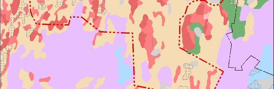 Konsekvenserna för jordmånen bedöms utifrån befintlig information om jordmånen, i huvudsak med hjälp av kartanalyser. Bild 50. Jordmånen i projektområdet.