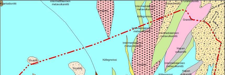 råde och i östra delen på Paarmanninvuoris västkant har man inrättat en liten stenpark med stenblock som hittats i området. 5.8.3 Konsekvenser Bild 51. Berggrunden i projektområdet.
