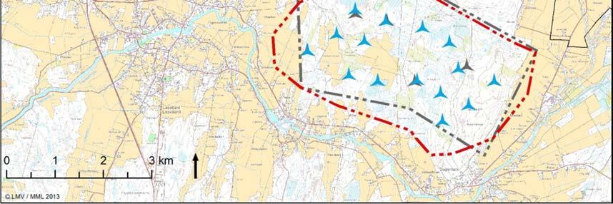 (Bild 64). På bilden har turbinen utanför gränsen för projektområdet flyttats cirka 250 meter mot nordost.
