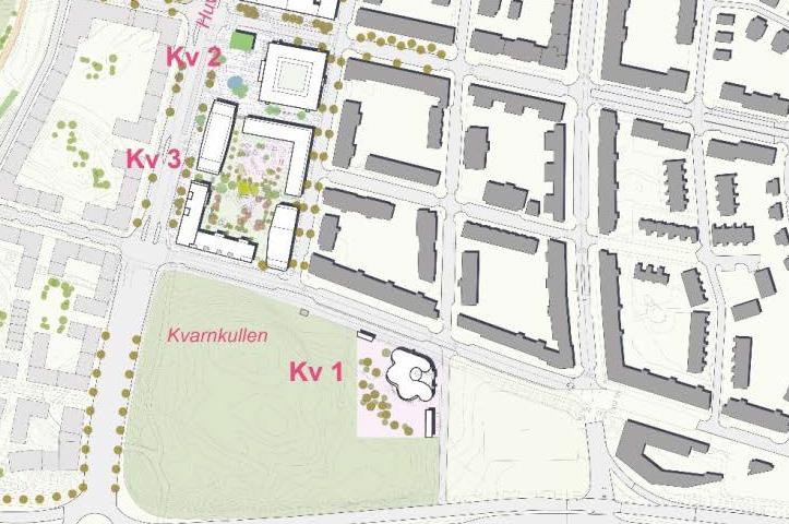 Situationsplan. Föreslagen bebyggelse redovisad i vitt.