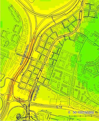 Planprogram Västra Ursvik Trafikled Huvudgata Lokalgata Gränder / Stigar Cykelbana Tvärbana hållplats Busshållplats byggd Bulleravskärmning bör troligtvis sättas upp längs Kvarnkullens gräns mot