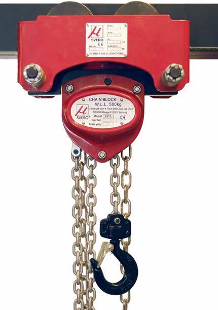 balkprofil Driven vagn (tillval) Low headroom design Robust design Integrated chain block