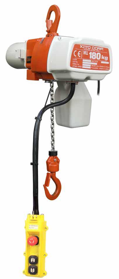 Equipped with chain box Operating Voltage 230V 70 Gränslägesbrytare / Upper Limit Switch Friktionskoppling / Friction Clutch Förnicklad lastkätting / Nickel-plated Chain ELTELFER/ELECTRICAL CHAIN