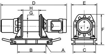 Elvinschar/Electric winch Elektrisk vinsch/electric winch 1SA 200, 300, 500, 750, 1000 kg 200-300 kg Levereras med vajer, försedd med svivelkrok Kullager på alla roterande ytor Planetväxel för