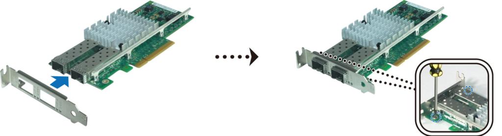 2 Ersätt det långa fästet med det kortare från din RackStation.