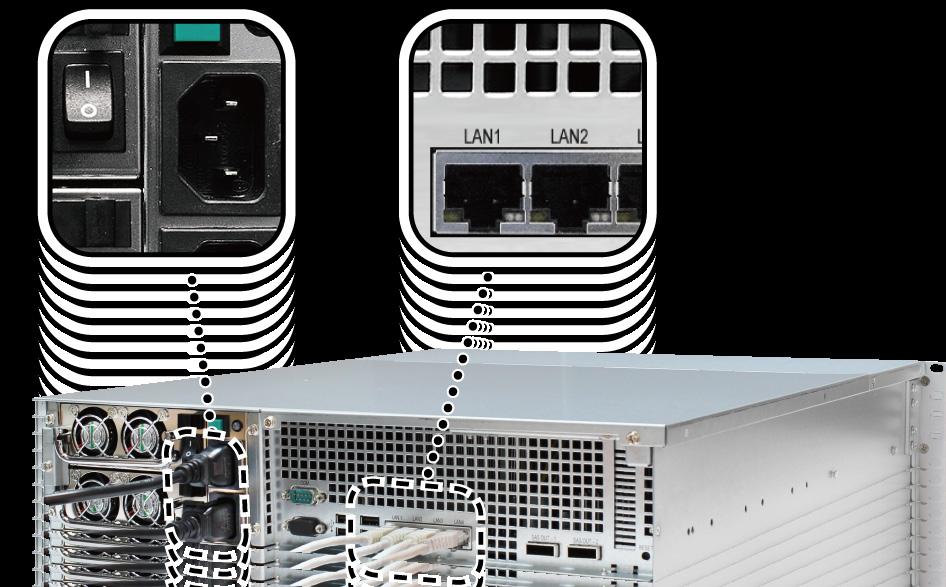 Starta din RackStation 1 Anslut ena ändan av elkabeln till elintaget på din RackStation och
