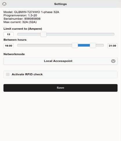 GLB Wi-Fi-master/Schemalagd laddning GLB Wi-Fi-master/Begränsning av laddström Begränsning av laddström GLB Wi-Fi/endast master A B Laddströmmen kan reduceras tillfälligt för en specifik period via