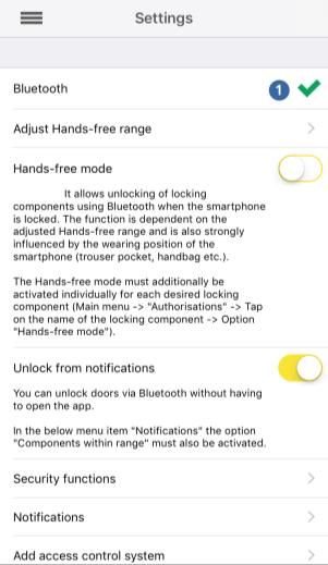 Stängs funktionen Bluetooth i iphone avaktiveras alla funktioner i appens huvudmenyn som t.ex. ( Bluetooth-enheter, Kontorsläge och Avkoda medier ). 6.9.