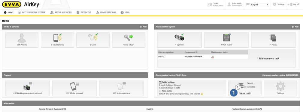 Lista över motsvarande menypunkter: > AirKey-onlineadministration: Öppna länken till inloggningssidan för AirKey onlineadministration > Ljud:på: När komponenter uppdateras med en kodningsstation