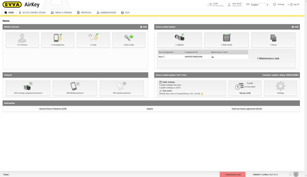 5 AirKey onlineadministration 5.1 Logga in på AirKey > Öppna följande sida i webbläsaren: https://airkey.evva.com. Inloggningssidan för AirKey onlineadministration öppnas.