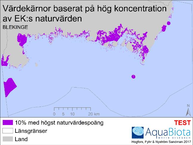 FIELD/POINTS OF INFO. MAPS/SPATIAL DISTRIBUTION 6 8 8 5 6 6 9 5 6 6 7 7 7 7 5 5 5 5 CORE AREAS General nature value map. Presence of Ecosystem Components (i.e. less detailed information).