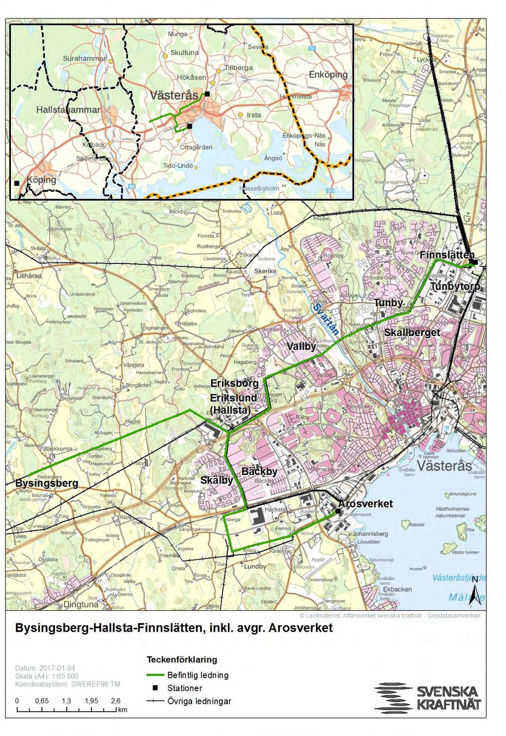 8 220 KV-LEDNING BYSINGSBERG-FINNSLÄTTEN, INKLUSIVE AVGRENING AROSVERKET Figur 1.