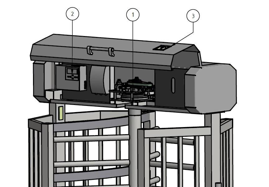 SEKTION: D - ELEKTROMEKANISM, sida 3/19 1. Allmän beskrivning av funktioner för elektromekanismen och dess system Ritning 1: Ett exempel på det elektromekaniska systemet i en HHT3/4 grind.