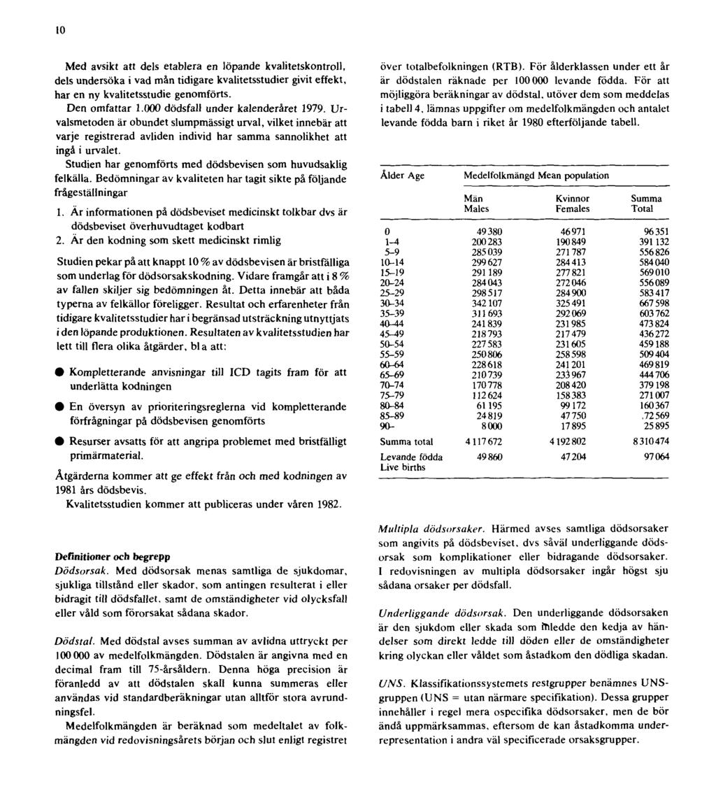 10 Med avsikt att dels etablera en löpande kvalitetskontroll, dels undersöka i vad mån tidigare kvalitetsstudier givit effekt, har en ny kvalitetsstudie genomförts. Den omfattar 1.