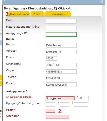 När anläggningarna registrerats visas dom i denna tabell: Olika sätt att behandla anläggningar Redigera en enskild anläggning För att redigera en enskild anläggning i