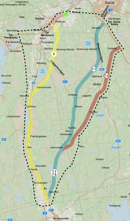 Studerade alternativ Tre alternativa vägkorridorer har studerats i denna samrådshandling. Alternativ 5 (Sofiedal) är samma korridor som studerades tidigare.