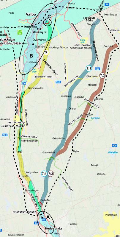 Konsekvenser vattenmiljö Alt. 5 berör utredningsområdets samtliga grundvattenförekomster.