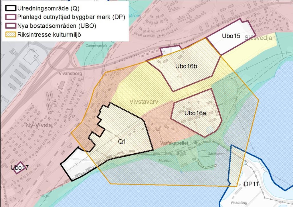 Utredningsområde för boende vid Vivstavarv Kommunen avser att utreda om det är lämpligt att planera för ett havsnära boende i Vivstavarvsområdet. Hela området ägs av SCA.