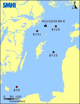 Fig 4. Provtagningsstationer i Egentliga Östersjön. De stationer som jag valt att analysera data ifrån är BY 31 (Landsortsdjupet) och BY 15 (Gotlandsdjupet). 5 Metod 5.