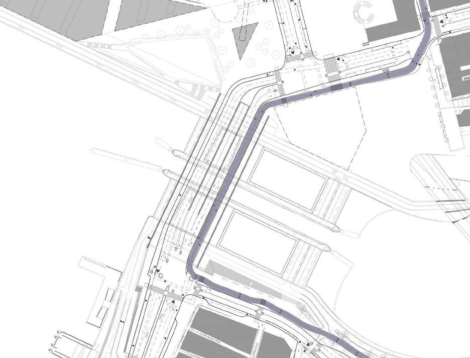 Trafikskede innan cykelbron Innan cykelbron är på plats kommer cykelpendlingsstråket mellan Tegelbacken-Munkbron och Södermalm att ledas på ett dubbelriktat stråk via huvudbrons västra sida.