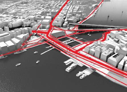 Slussen är en nod för viktiga stråk i staden. Det är en utgångspunkt för gestaltningen.