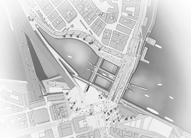 Munkbrokajen / Norra slusskajen och Munkbroleden 1 2 Sofforna fungerar också som en avskärmning mellan gångstråket och cykeltrafiken.