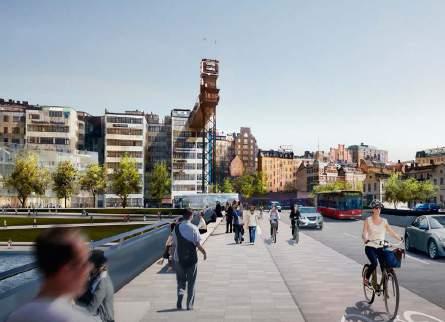 Huvudbron Orienteringsplan. Huvudbron. Huvudbron mot Södermalm. Bild från 2012. Huvudbron, som spänner mellan Gamla stan och Södermalm, är ett både funktionellt och visuellt huvudobjekt i nya Slussen.