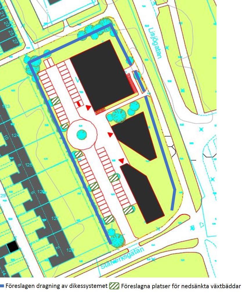 Figur 1: Föreslagen systemlösning för dagvattenhantering.