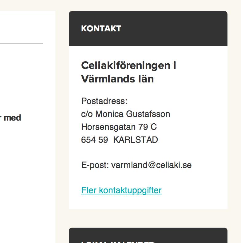 I fältet Meta data för Föreningen redigerar ni kontaktuppgifterna för föreningen som visas i högermenyn.